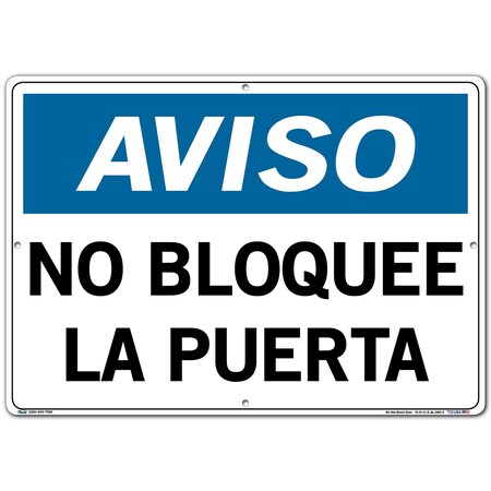 Vestil Aluminum Sign, 14-1/2" Height, 20-1/2" Width, Aluminum, Rectangle, Spanish SI-N-11-E-AL-080-S